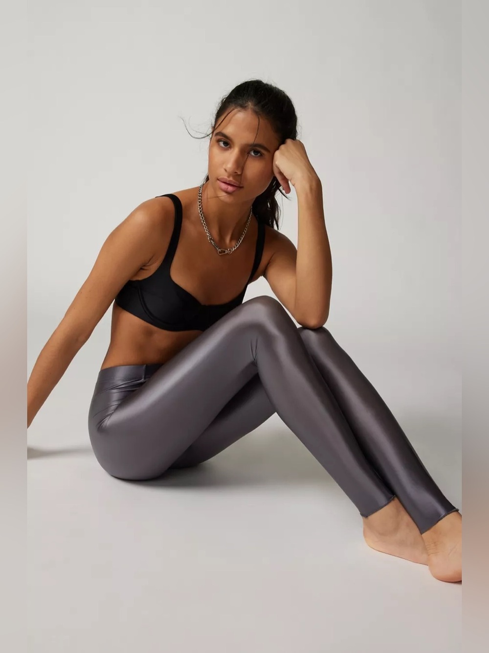 NWT Urban Outfitters Gray Metallic Liquid Leggings Size S/M